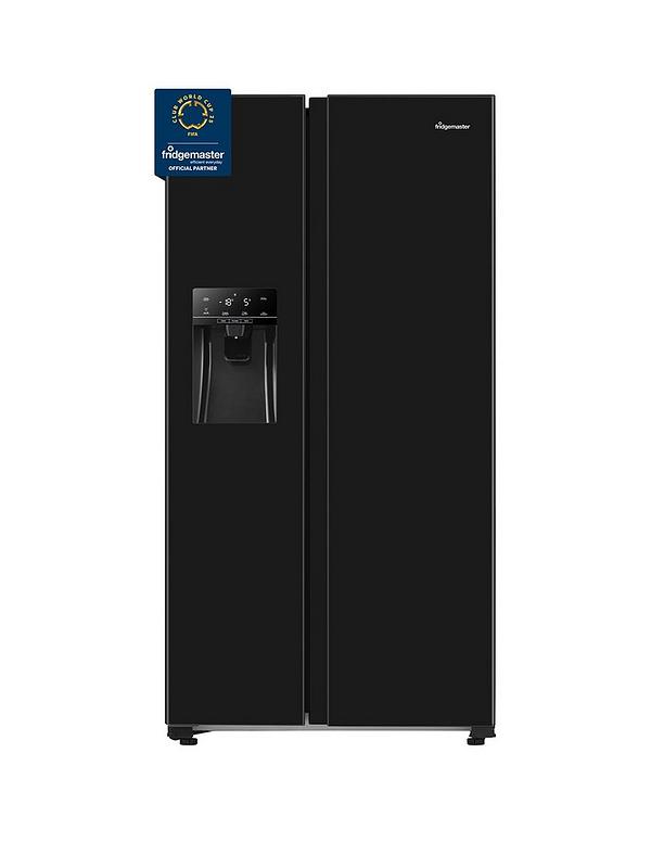 Fridgemaster MS91500IEB 90cm Wide Side by Side, Water and Ice, American Fridge Freezer - Black